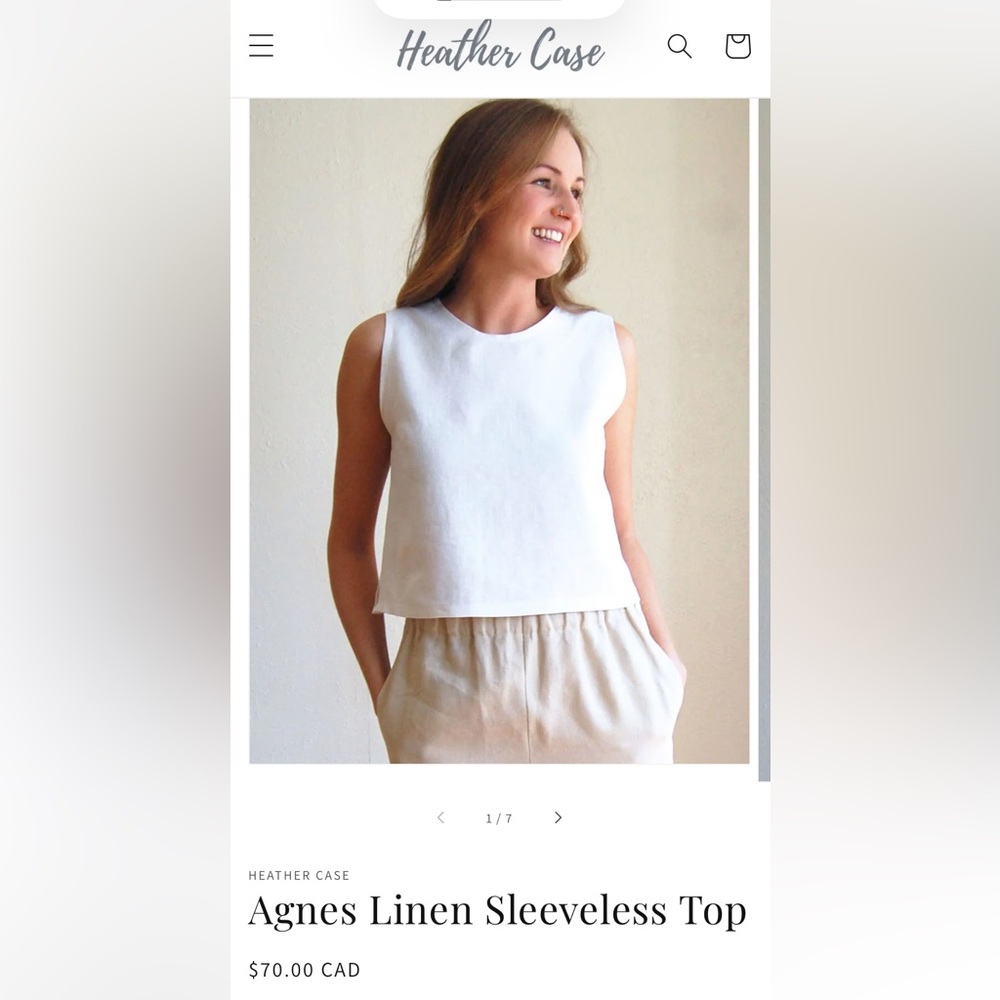 Linen Sleeveless Top in light blue size medium